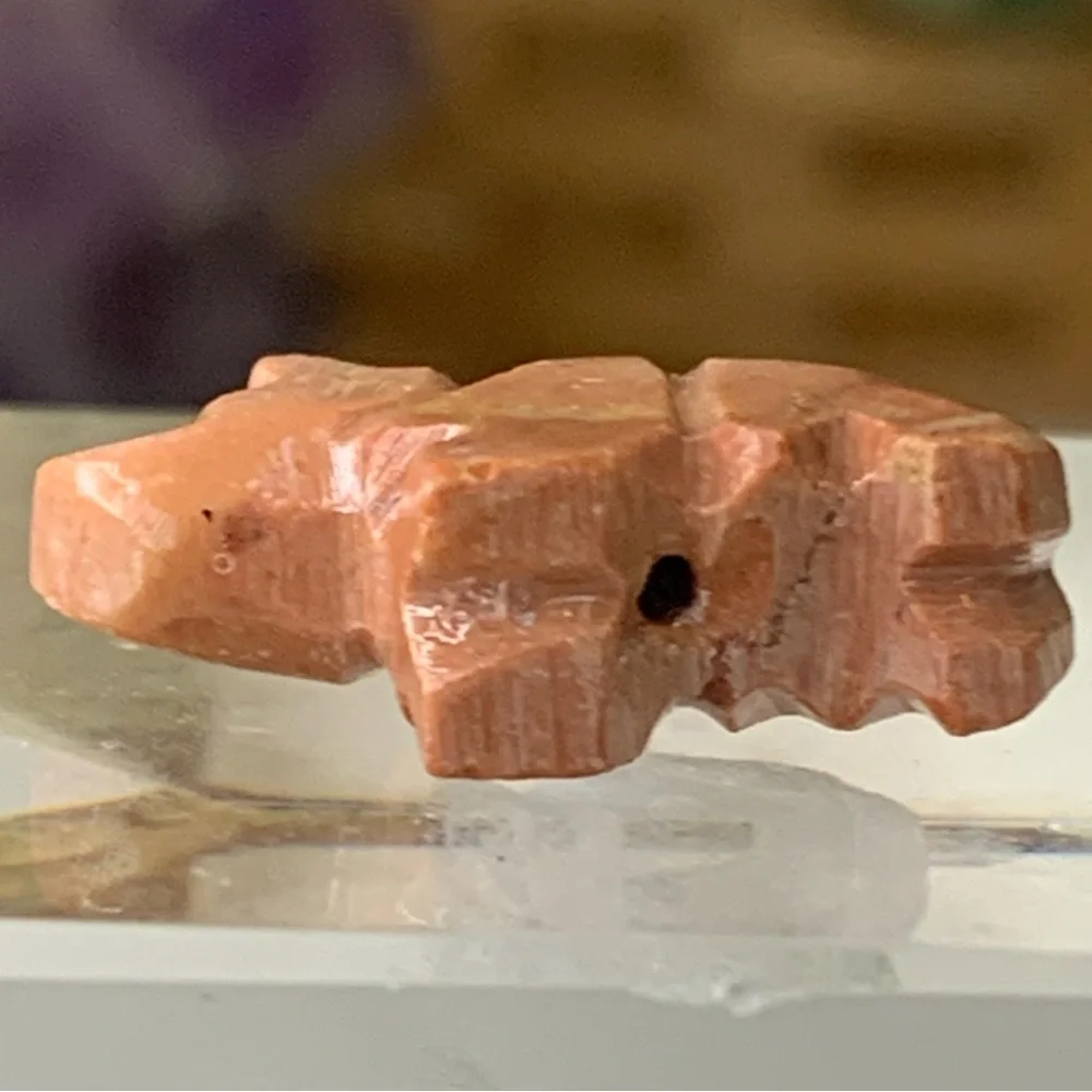 Native American Style Zuni Bear Fetish Bead Hand Carved Stone Drilled Animal .8